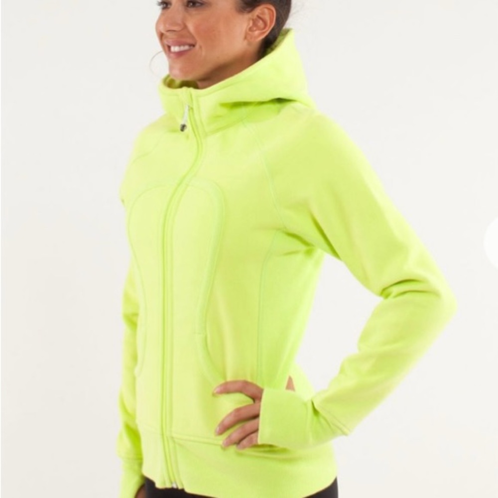 lululemon Scuba Women’s athletica Neón Green Jacket Hooded Full Zip Sz  8 - Picture 4 of 16